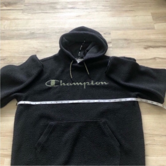 Champion Sherpa Black Hoodie Sweater Casual - Picture 3 of 6